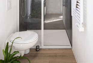 Toilettes présent dans un studio modulaire en suisse
