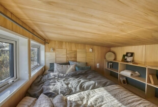 Chambre de la tiny house la baroudeuse