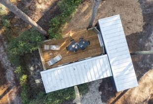 Vue du ciel de la tiny house la tribu